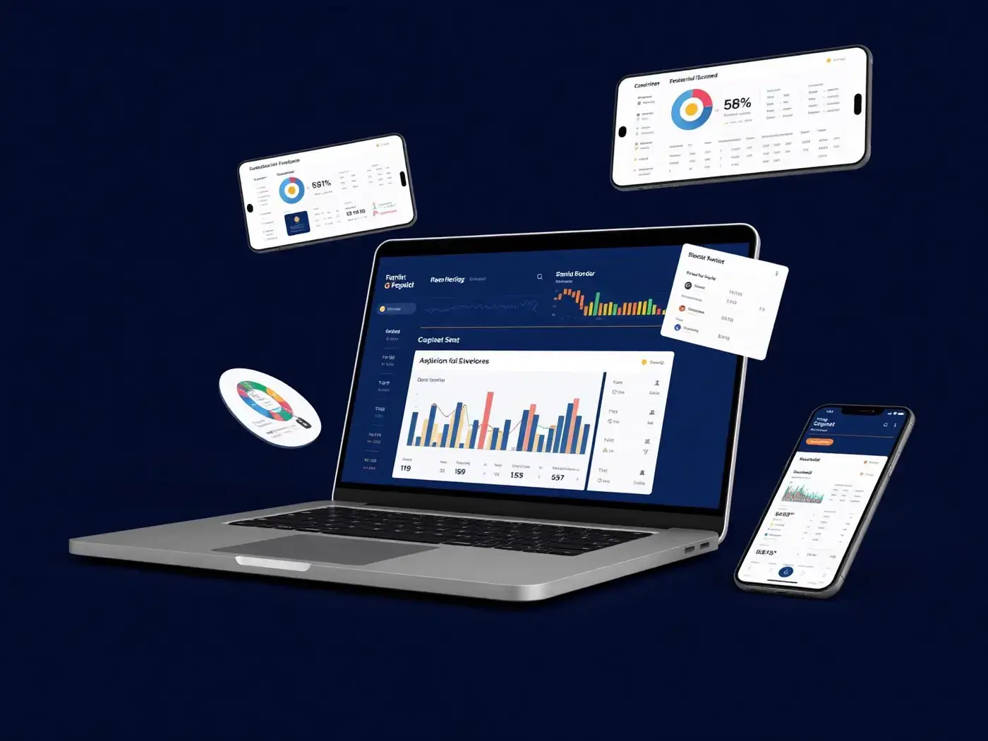Devryon school ERP dashboard on laptop and mobile devices